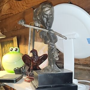 Elegant Bronze Flute Player Sculpture